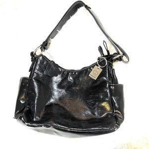 Vintage Y2K‎ Gianni Bernini Black leather shoulder bag with silver hardware